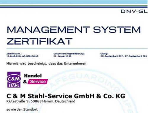 New certification according to new ISO 9001:2015